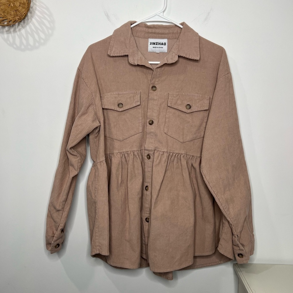 Jinzhao Corduroy Babydoll Style Buttondown - Picture 1 of 10